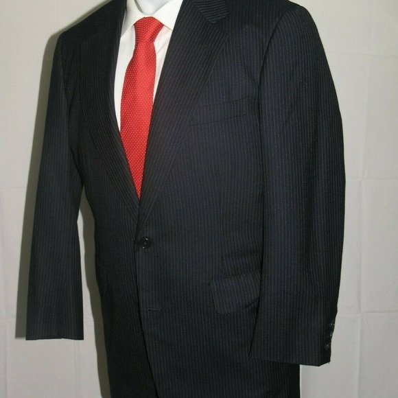 Brooks Brothers Vintage  Custom Clothiers Navy Striped Two Button Suit 40R - Picture 6 of 12